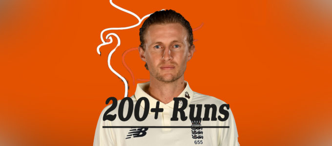 Joe Root 200+ Runs (PhoenixMedia Image Created from a Photo by Gareth Copley/Getty Images).